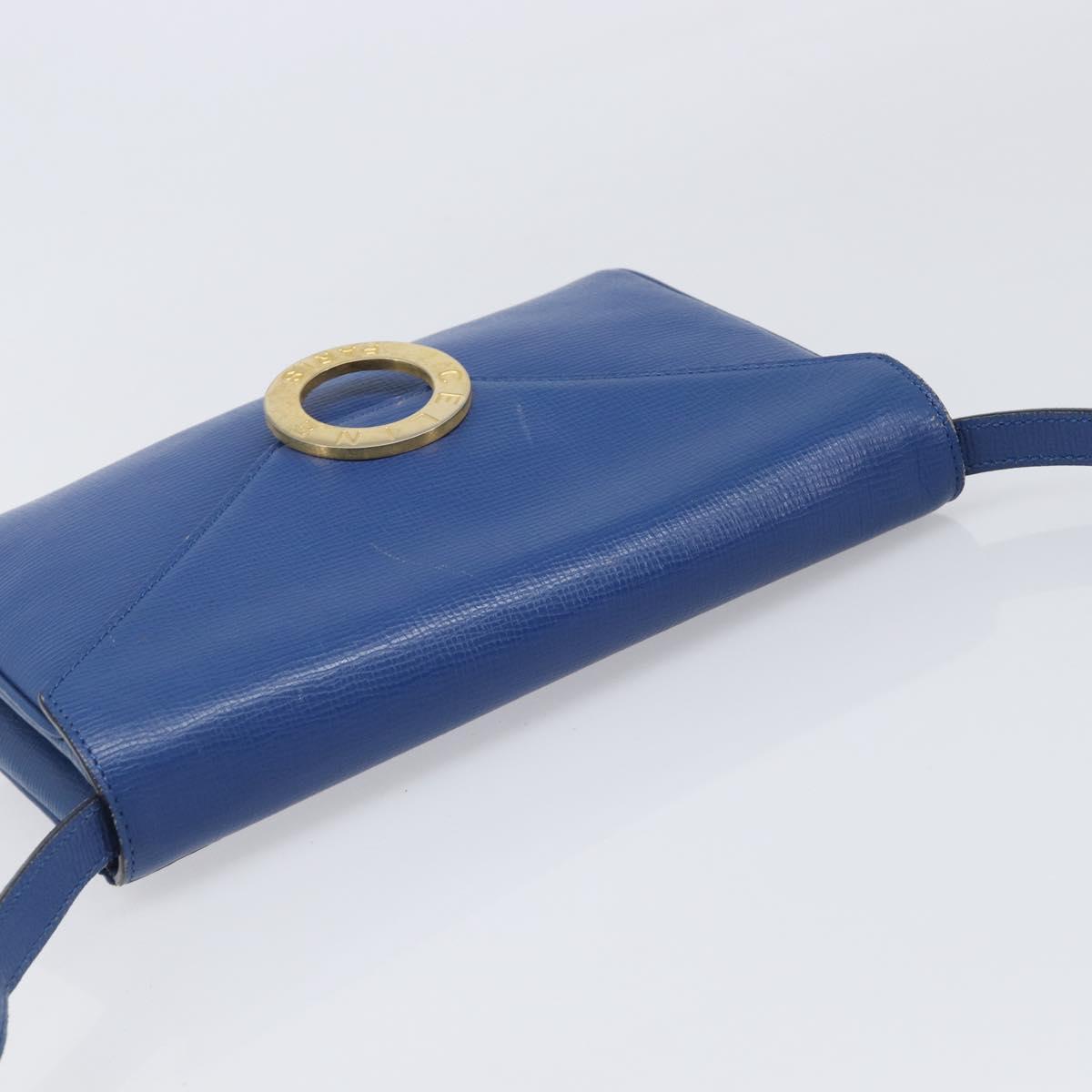 CELINE Circle Shoulder Bag Leather Blue Gold Auth 202918A