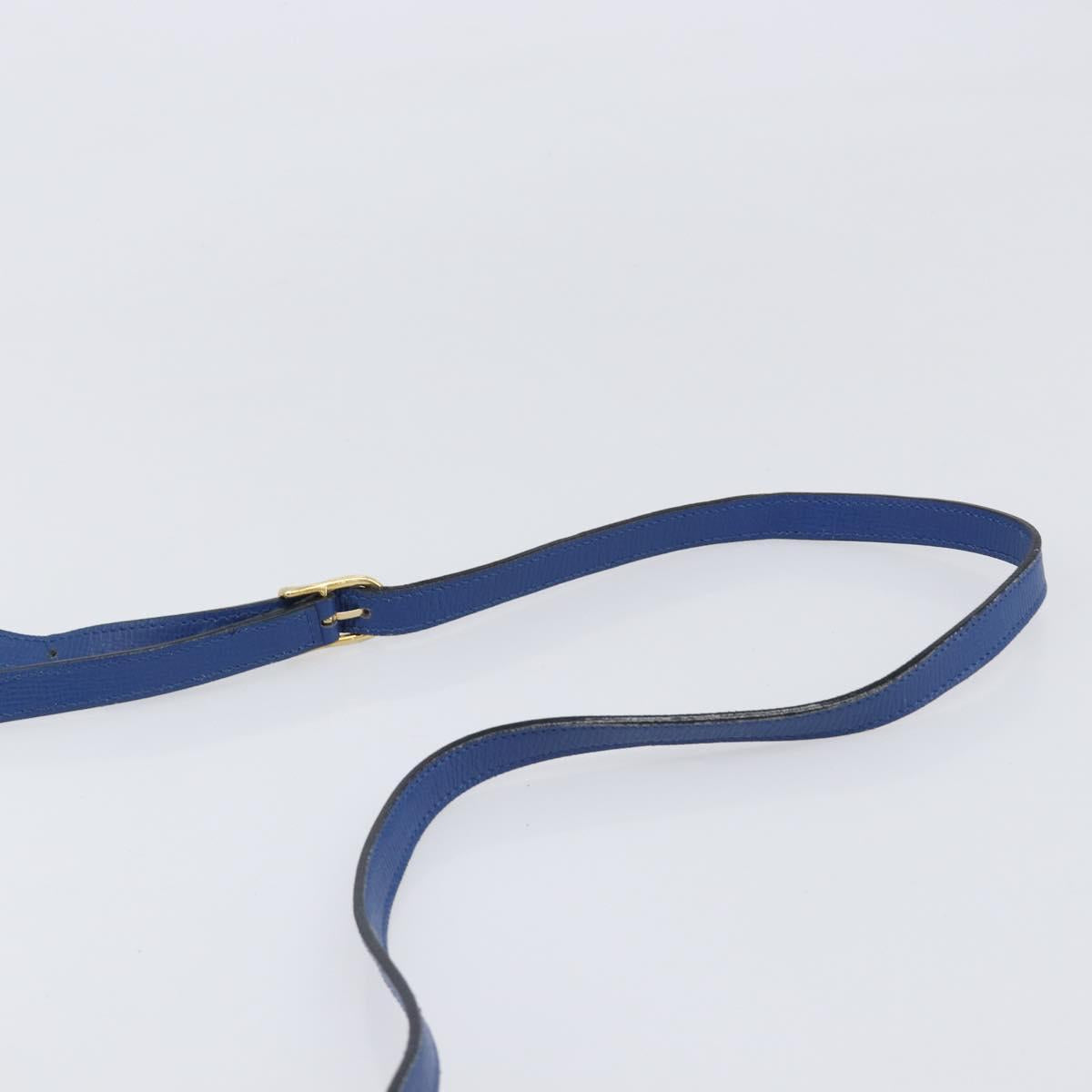 CELINE Circle Shoulder Bag Leather Blue Gold Auth 202918A