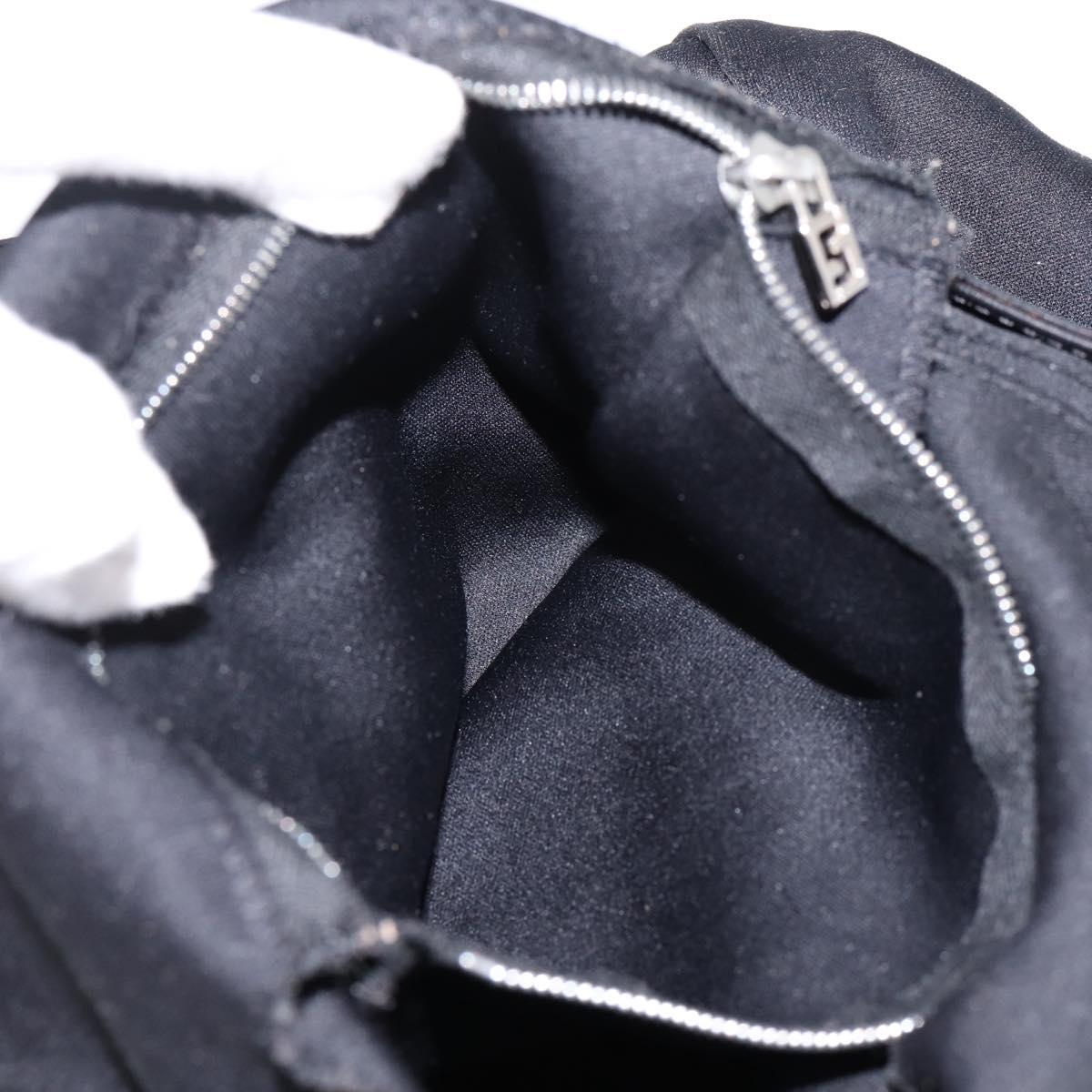 FENDI Mamma Baguette Shoulder Bag Cotton jersey Black Silver Auth 202920