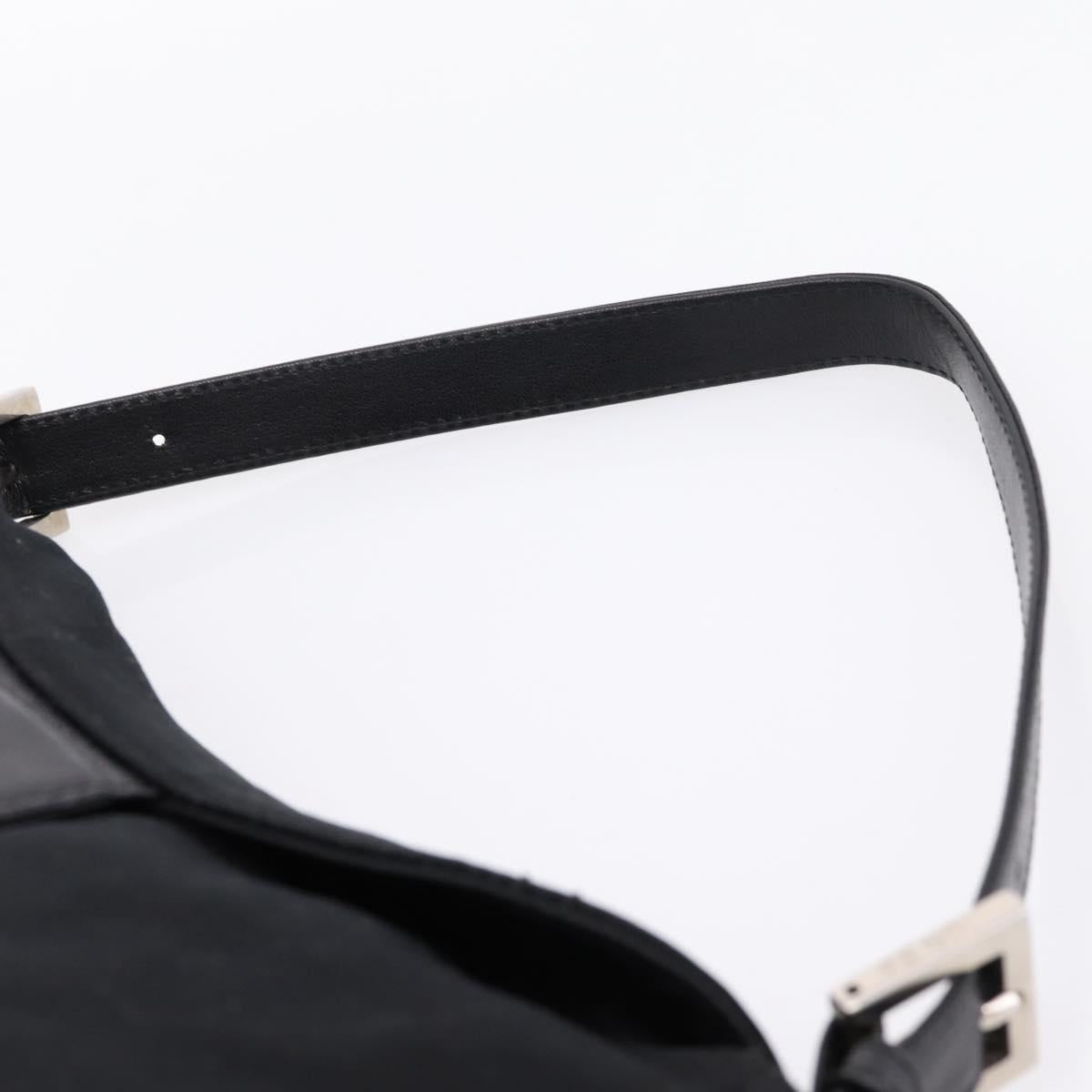 FENDI Mamma Baguette Shoulder Bag Cotton jersey Black Silver Auth 202920