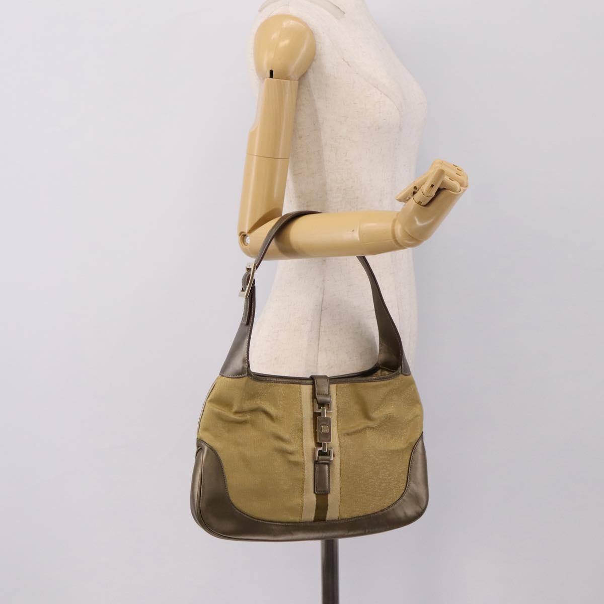 GUCCI Jackie Sherry Line Shoulder Bag Canvas Beige Gold 001 3306 Auth 202921A