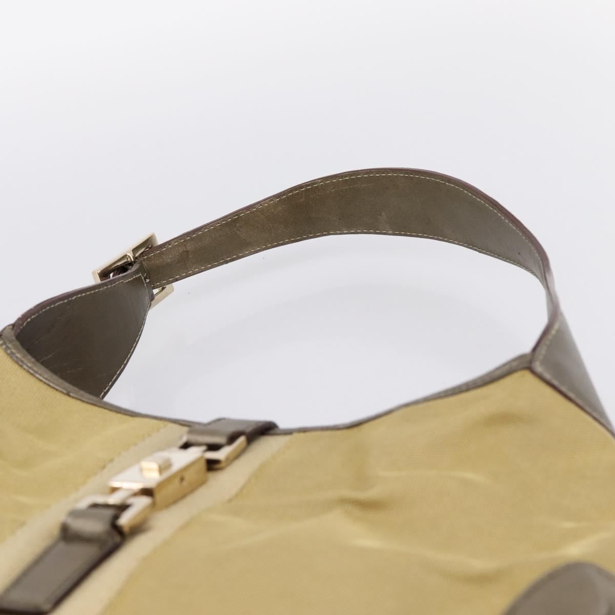 GUCCI Jackie Sherry Line Shoulder Bag Canvas Beige Gold 001 3306 Auth 202921A
