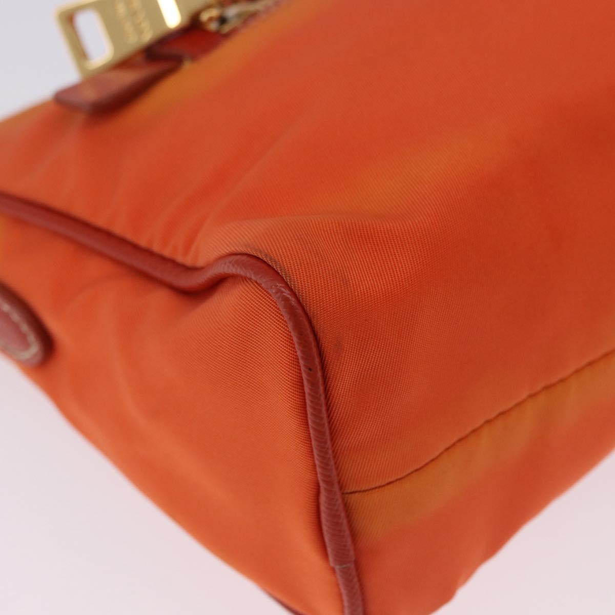 PRADA Shoulder Bag Nylon Orange Gold Auth 202922A