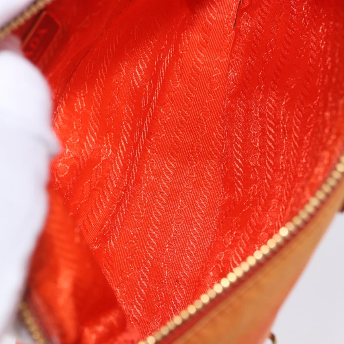 PRADA Shoulder Bag Nylon Orange Gold Auth 202922A