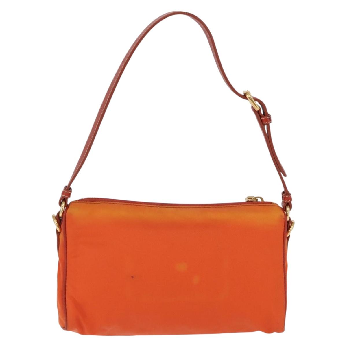 PRADA Shoulder Bag Nylon Orange Gold Auth 202922A