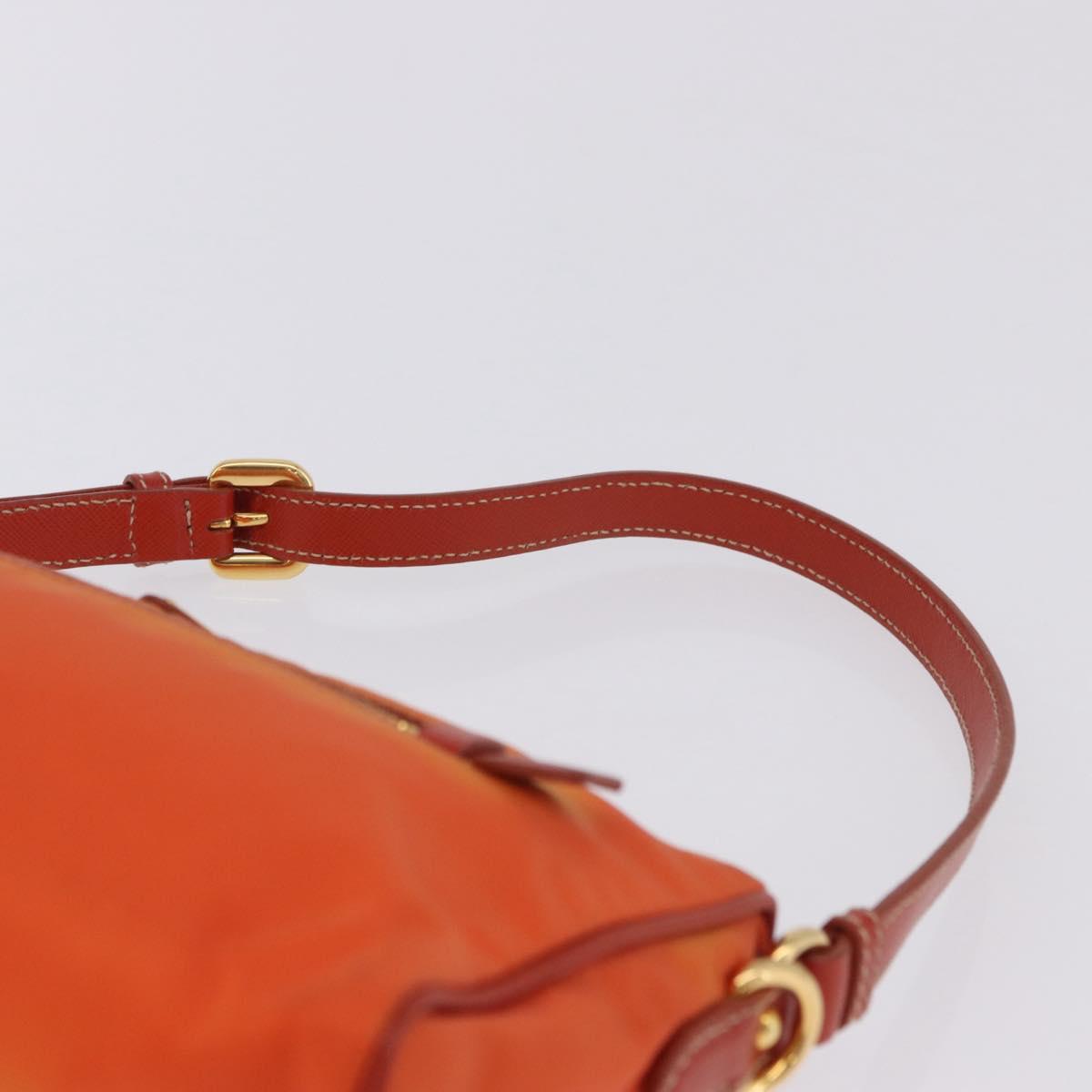 PRADA Shoulder Bag Nylon Orange Gold Auth 202922A