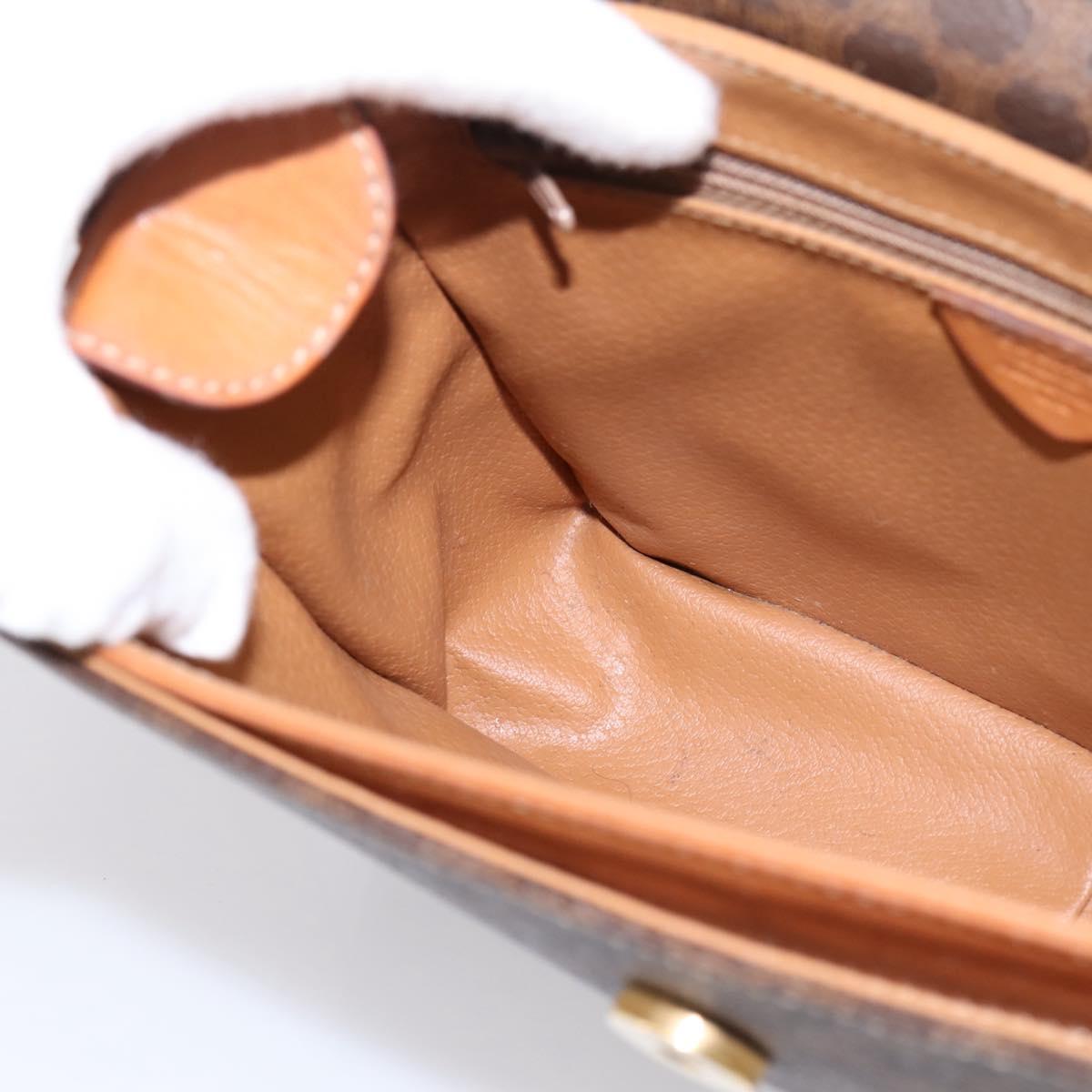 CELINE Macadam Canvas Circle Shoulder Bag PVC Leather Brown Gold Auth 202926