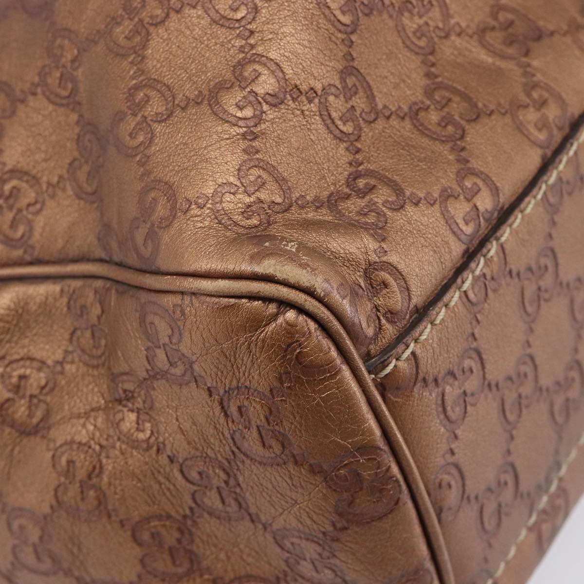 GUCCI GG Canvas Guccissima Tote Bag Leather Bronze Gold 211944 Auth 202927V