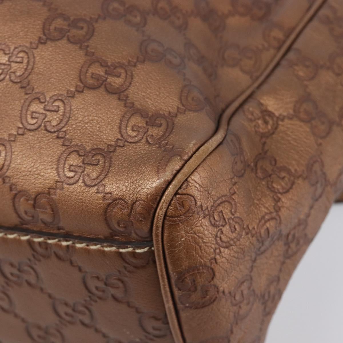 GUCCI GG Canvas Guccissima Tote Bag Leather Bronze Gold 211944 Auth 202927V