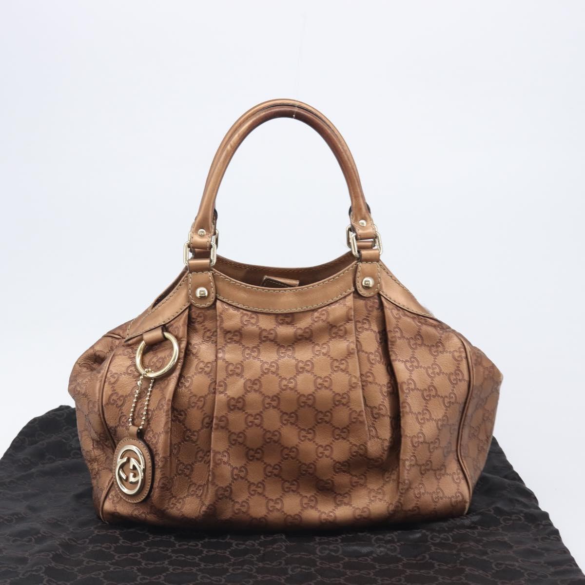 GUCCI GG Canvas Guccissima Tote Bag Leather Bronze Gold 211944 Auth 202927V