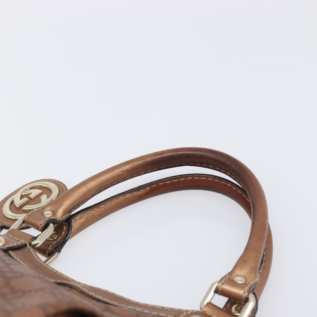 GUCCI GG Canvas Guccissima Tote Bag Leather Bronze Gold 211944 Auth 202927V