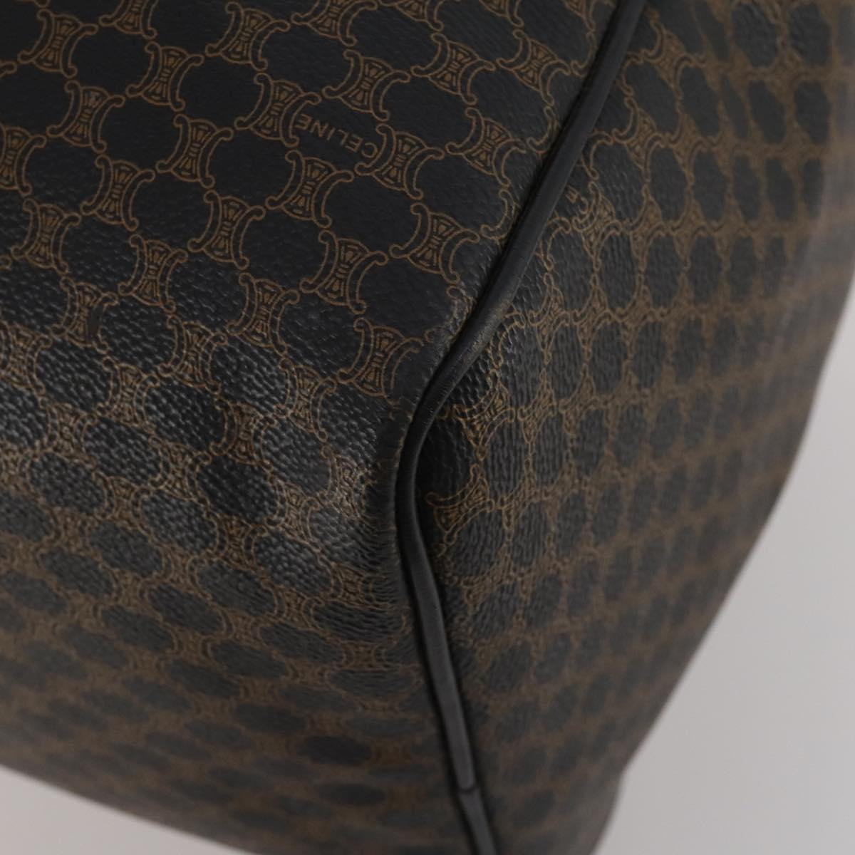 CELINE Macadam Canvas Boston Bag PVC Leather Black Gold Auth 202929V