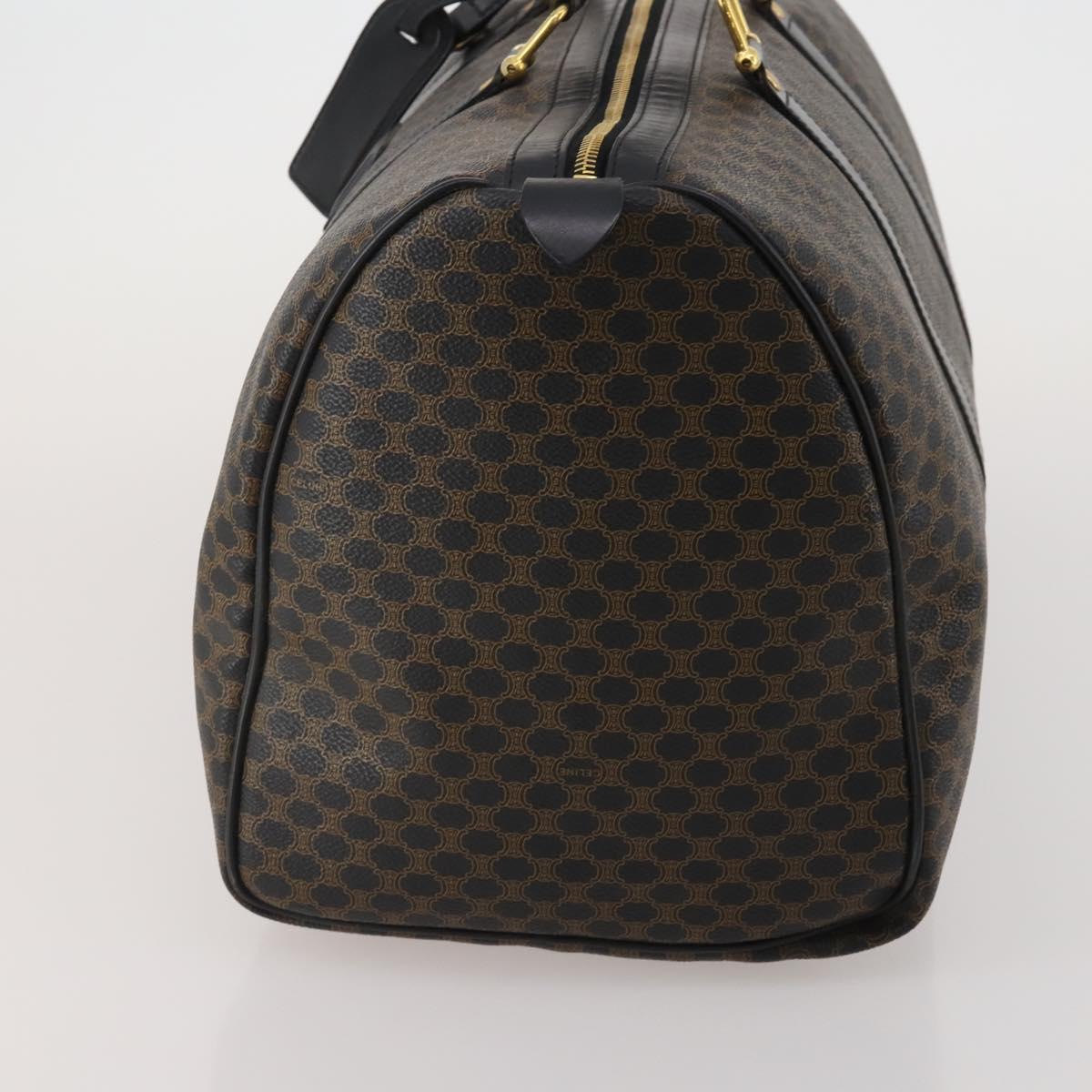 CELINE Macadam Canvas Boston Bag PVC Leather Black Gold Auth 202929V