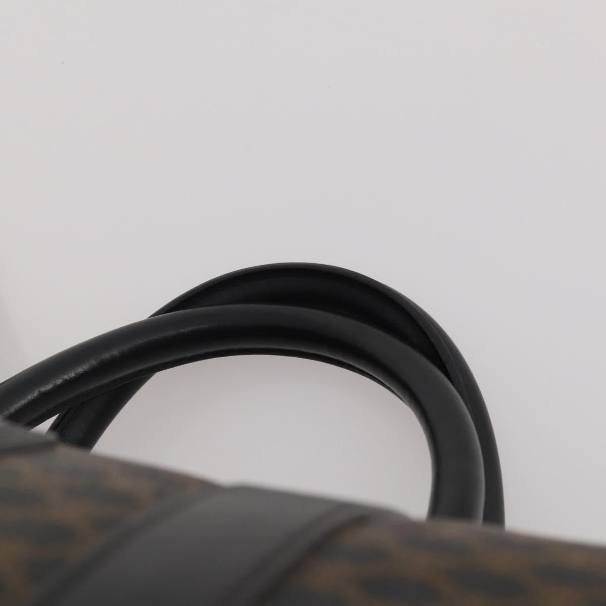 CELINE Macadam Canvas Boston Bag PVC Leather Black Gold Auth 202929V