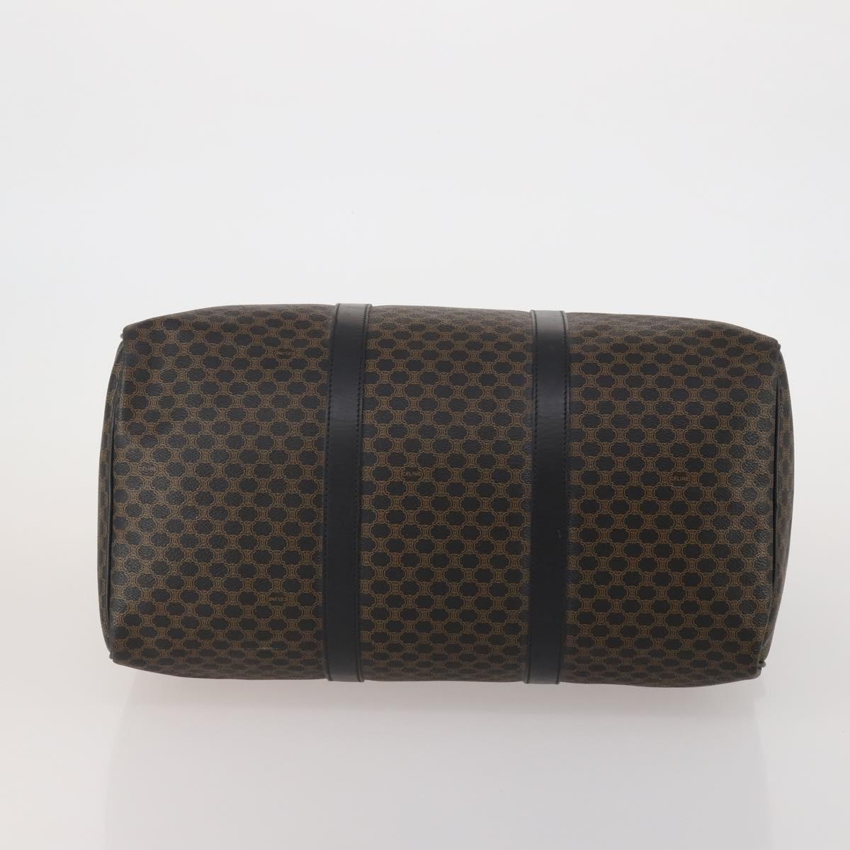 CELINE Macadam Canvas Boston Bag PVC Leather Black Gold Auth 202929V