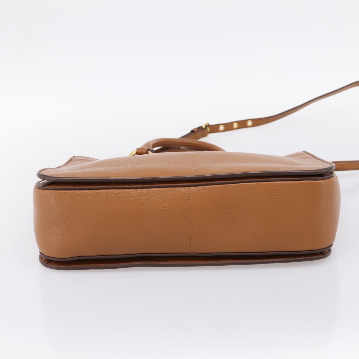Miu Miu Hand Bag Leather 2way Brown Gold Auth 202932V