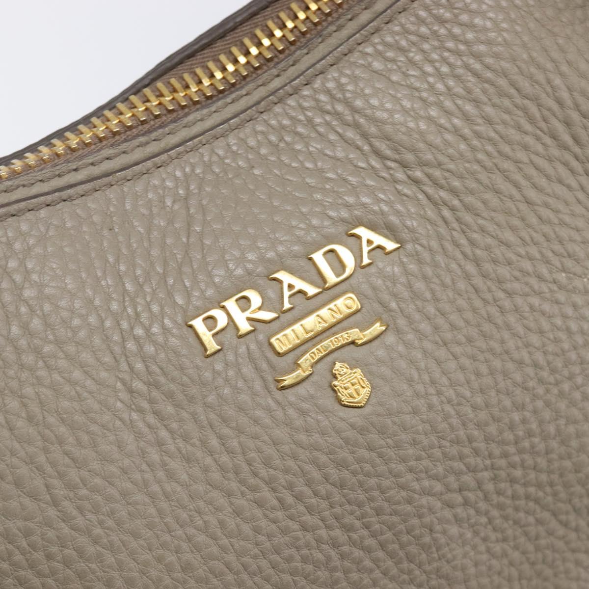 PRADA Hand Bag Vittero Dino Leather 2way Gray Gold Auth 202933V