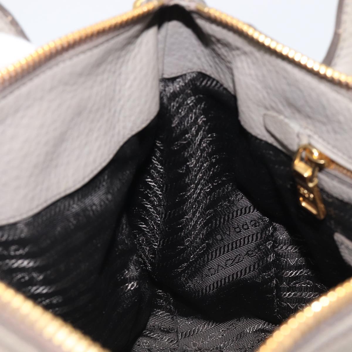 PRADA Hand Bag Vittero Dino Leather 2way Gray Gold Auth 202933V