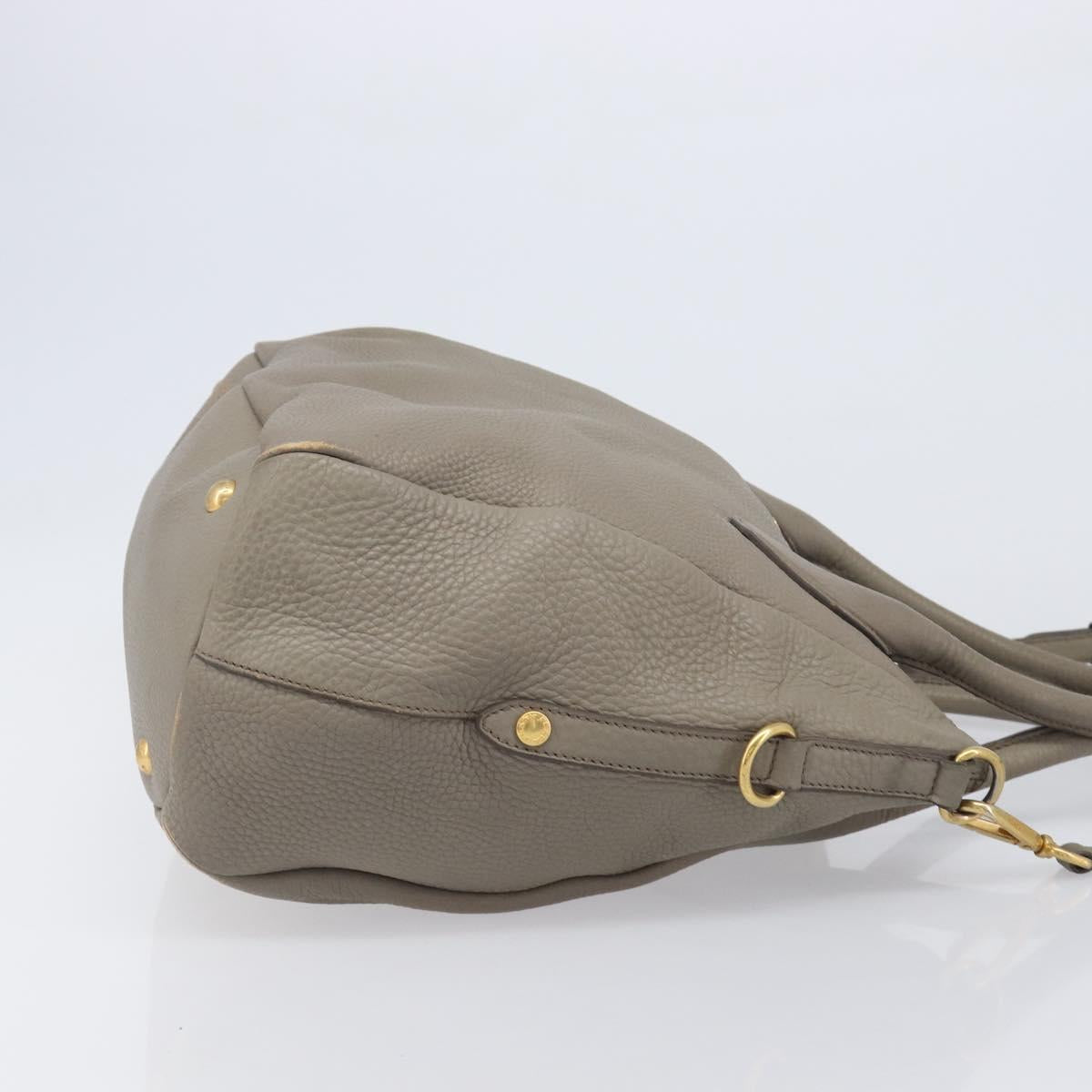 PRADA Hand Bag Vittero Dino Leather 2way Gray Gold Auth 202933V