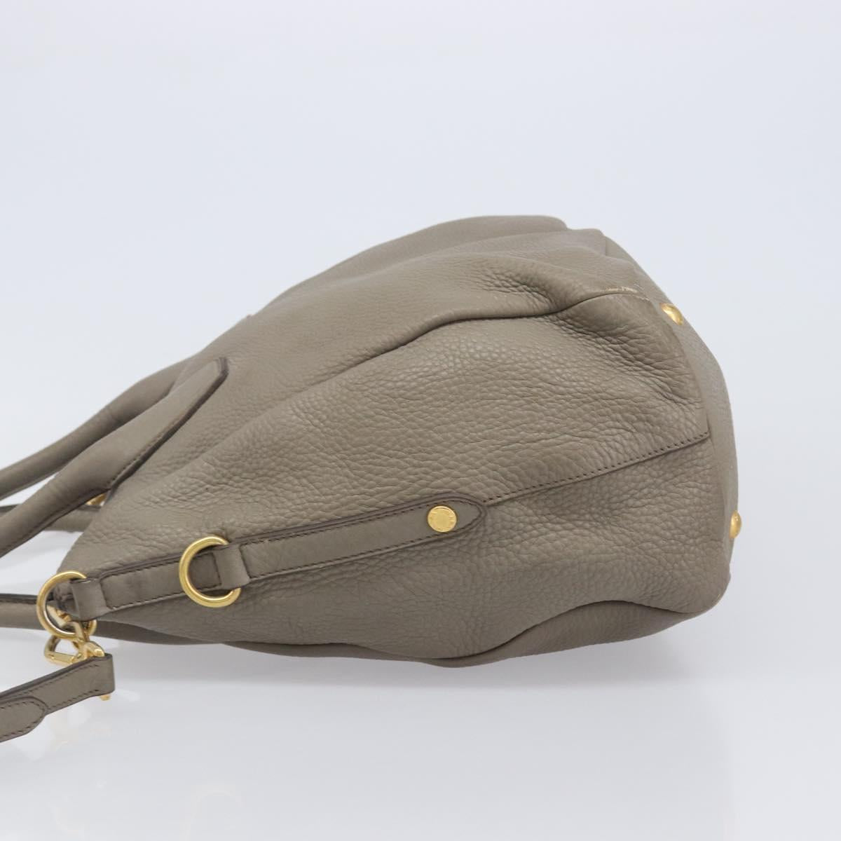 PRADA Hand Bag Vittero Dino Leather 2way Gray Gold Auth 202933V