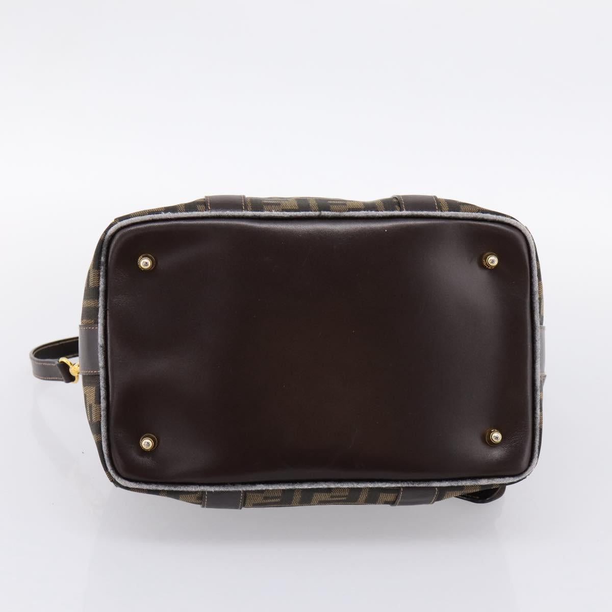 FENDI Zucca Canvas Hand Bag 2way Brown Gold Auth 202934