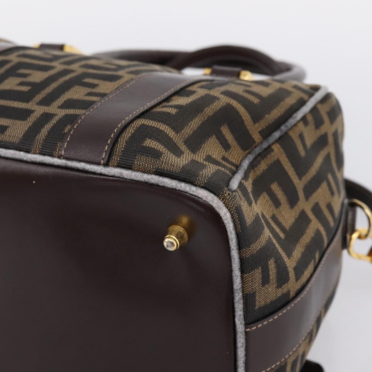 FENDI Zucca Canvas Hand Bag 2way Brown Gold Auth 202934