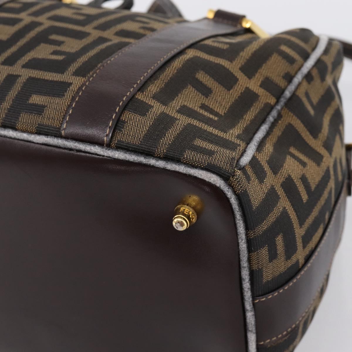 FENDI Zucca Canvas Hand Bag 2way Brown Gold Auth 202934