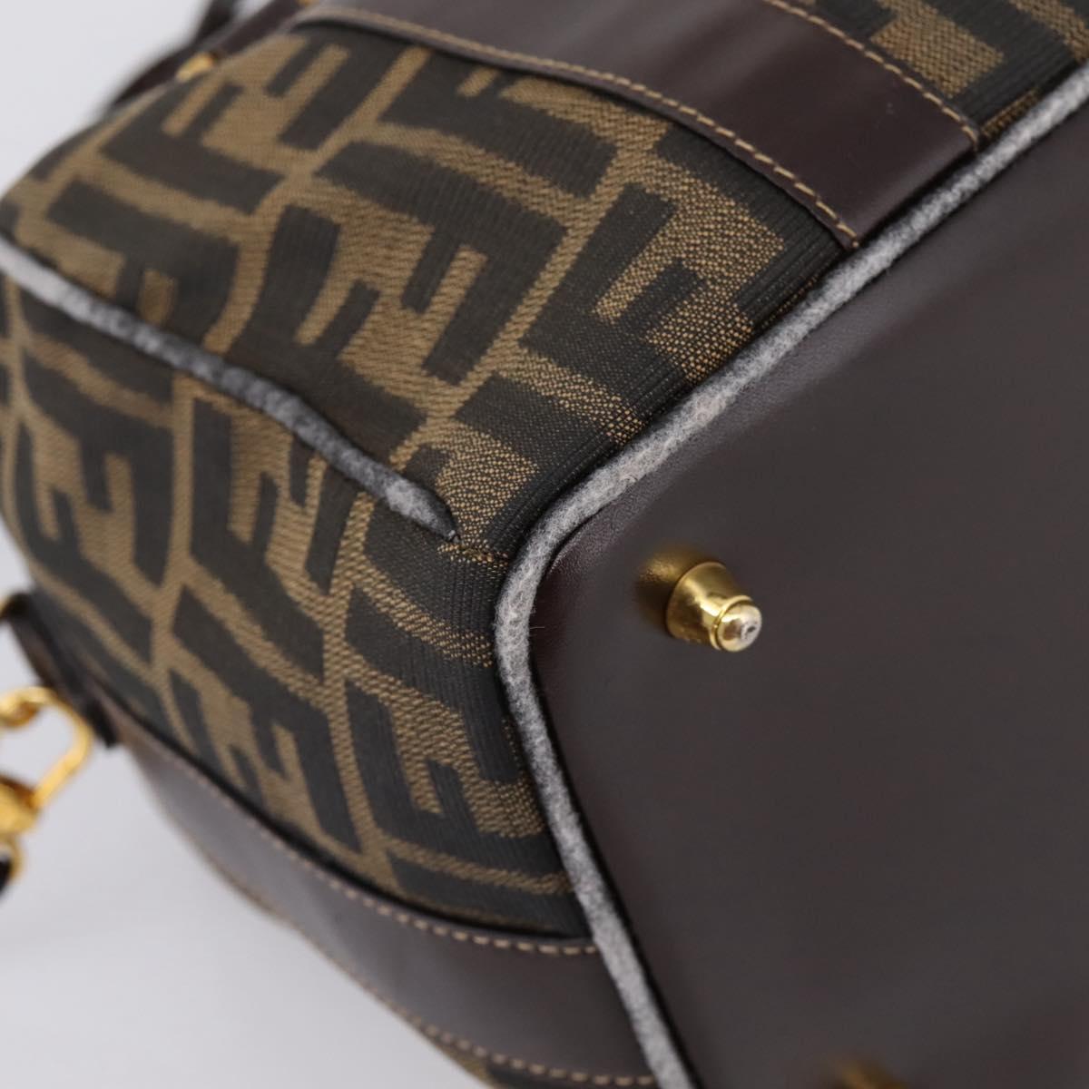 FENDI Zucca Canvas Hand Bag 2way Brown Gold Auth 202934