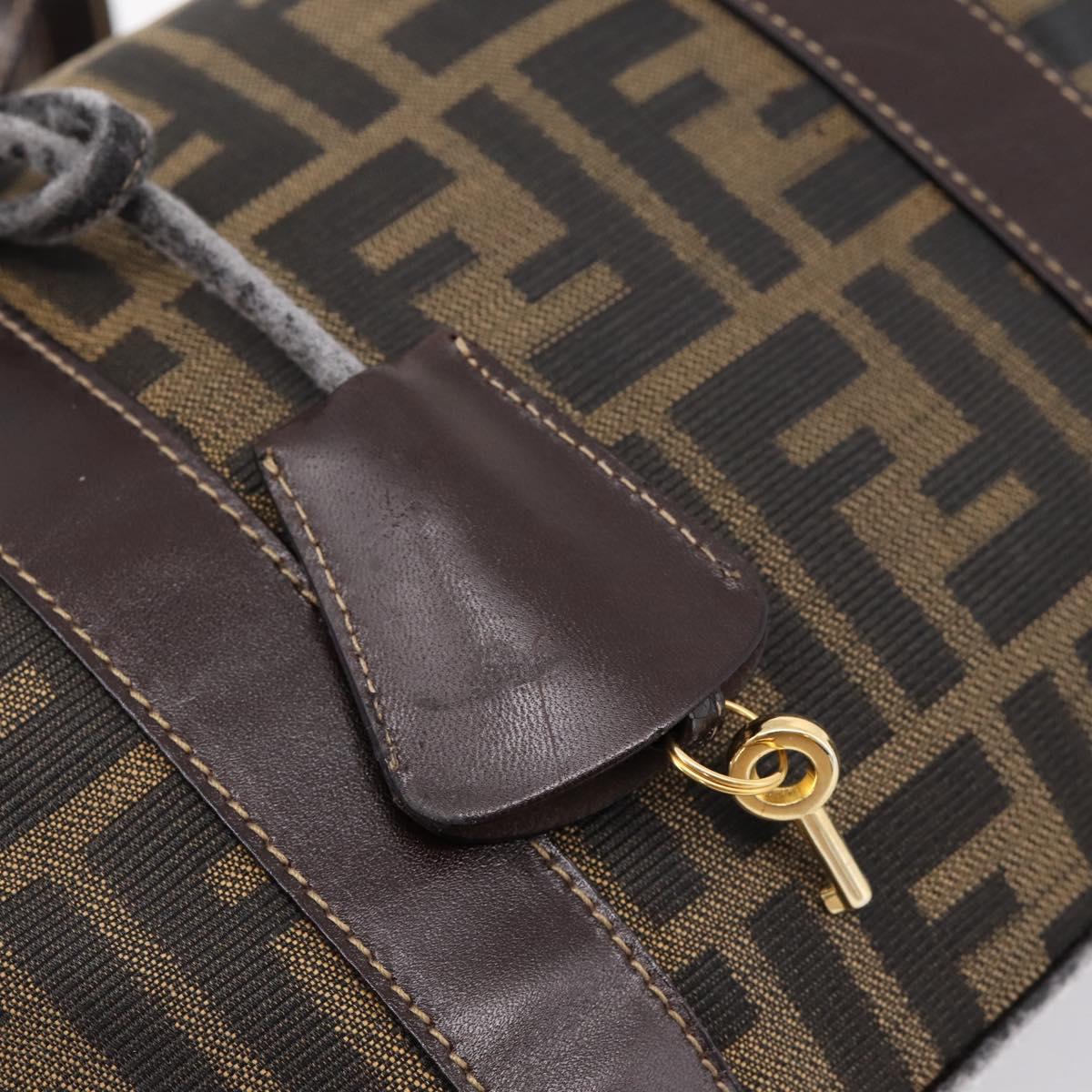 FENDI Zucca Canvas Hand Bag 2way Brown Gold Auth 202934
