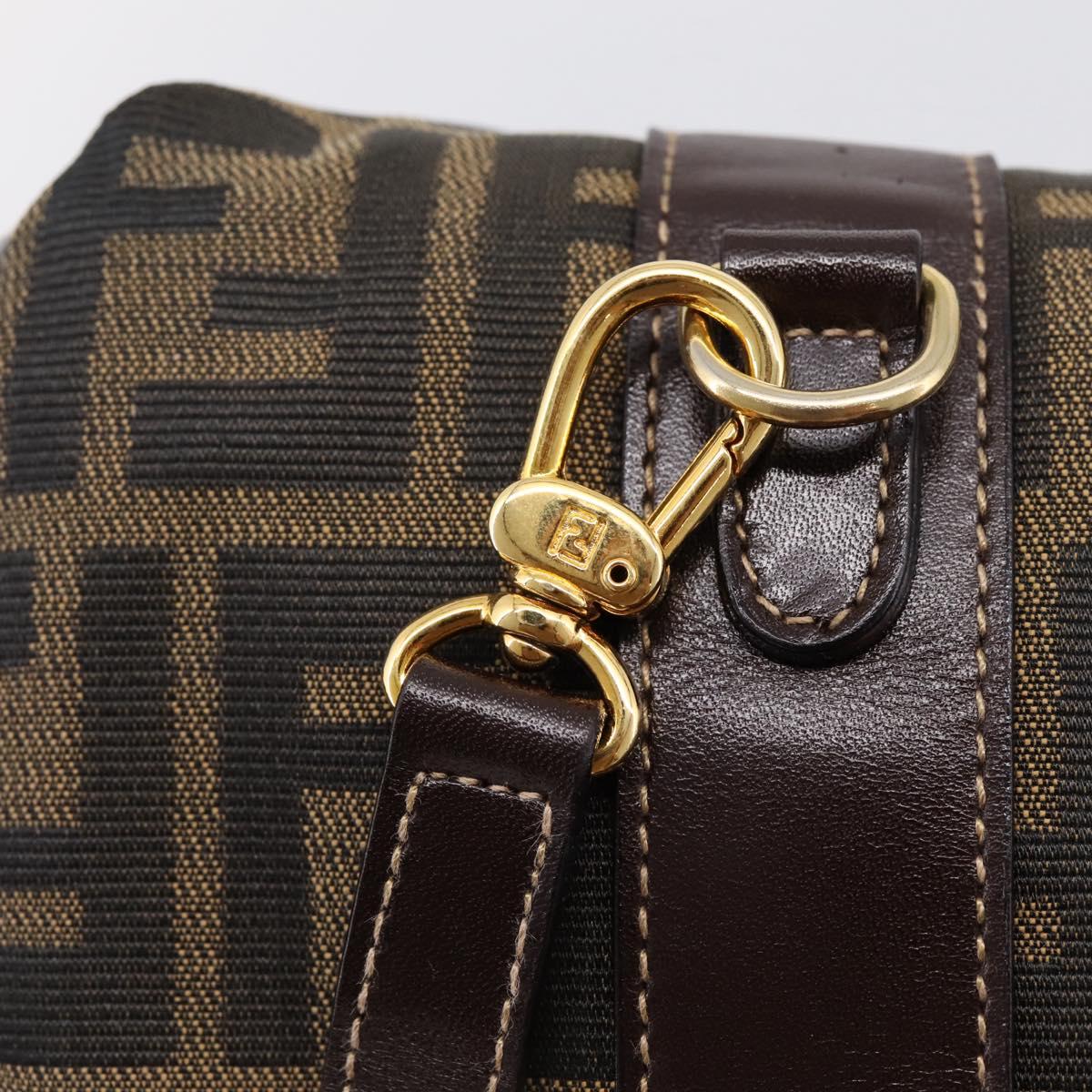 FENDI Zucca Canvas Hand Bag 2way Brown Gold Auth 202934