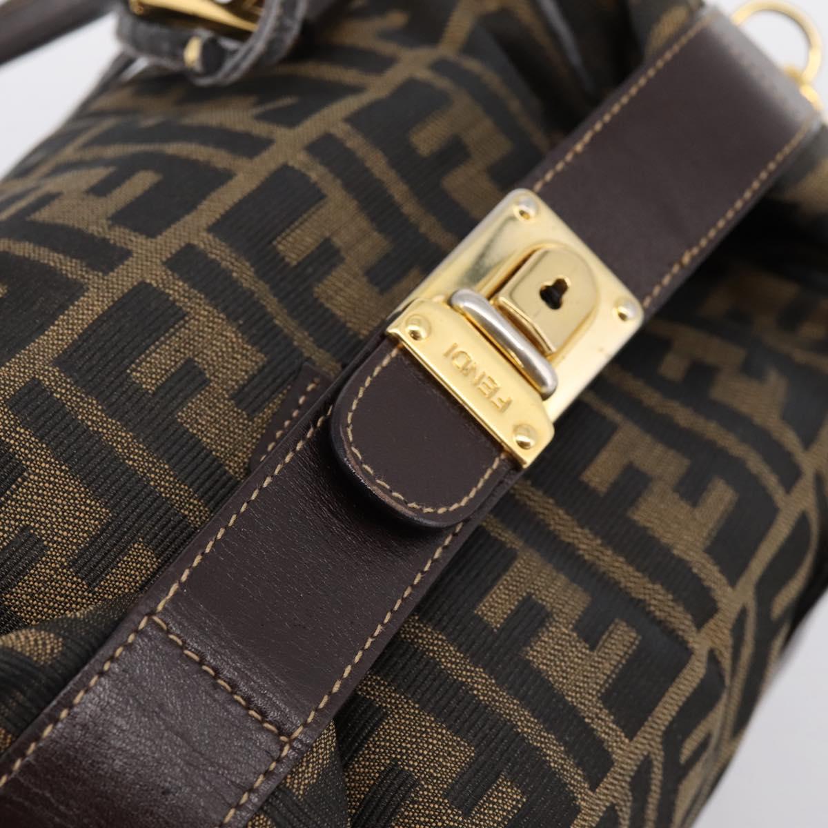 FENDI Zucca Canvas Hand Bag 2way Brown Gold Auth 202934