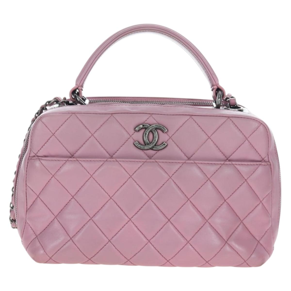 CHANEL Trendy CC Matelasse Chain Bag Lamb Skin 2way Pink CC Auth 202938SAM