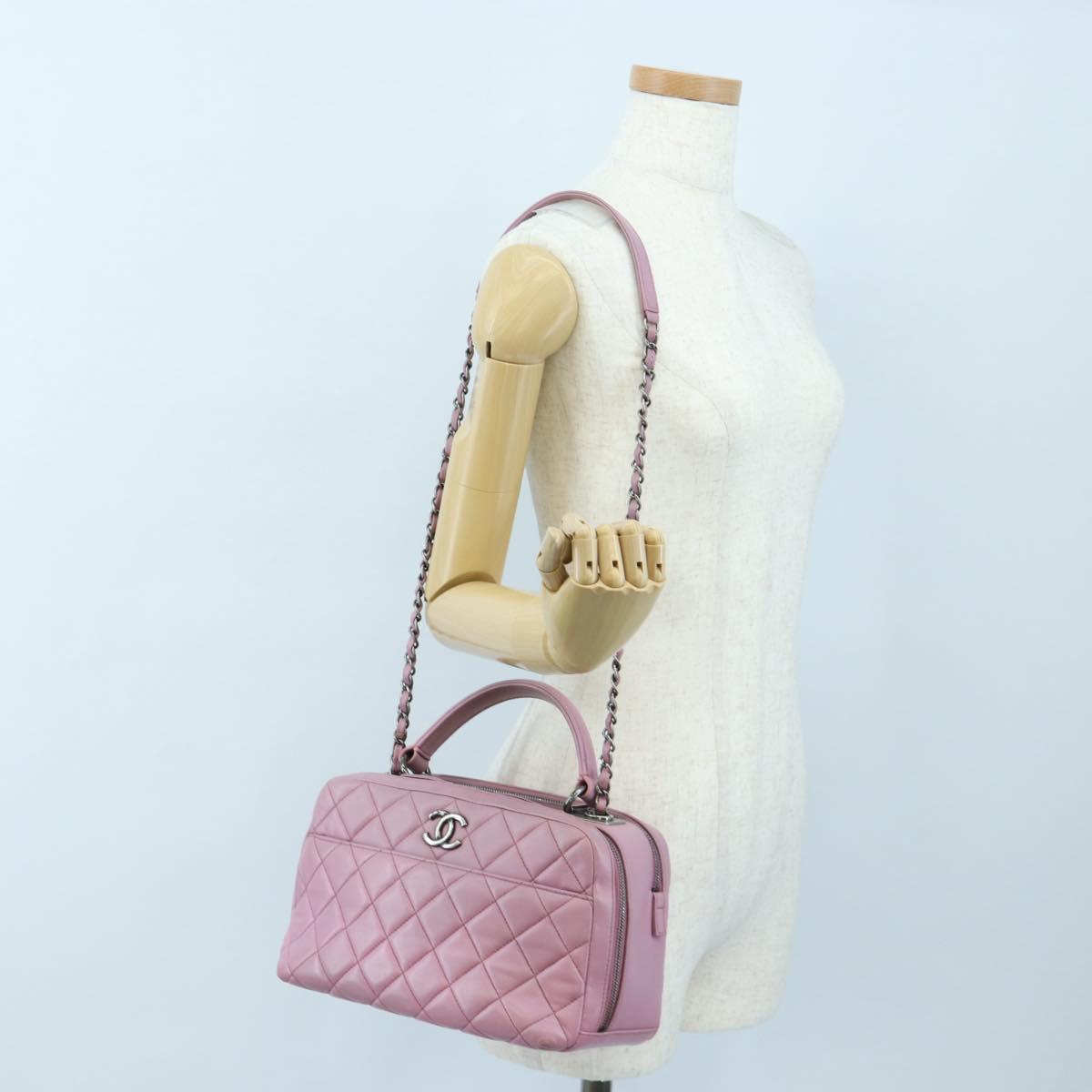 CHANEL Trendy CC Matelasse Chain Bag Lamb Skin 2way Pink CC Auth 202938SAM