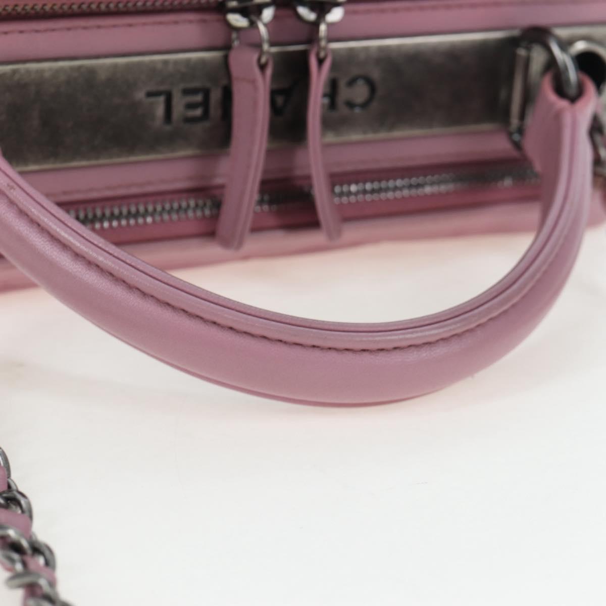 CHANEL Trendy CC Matelasse Chain Bag Lamb Skin 2way Pink CC Auth 202938SAM