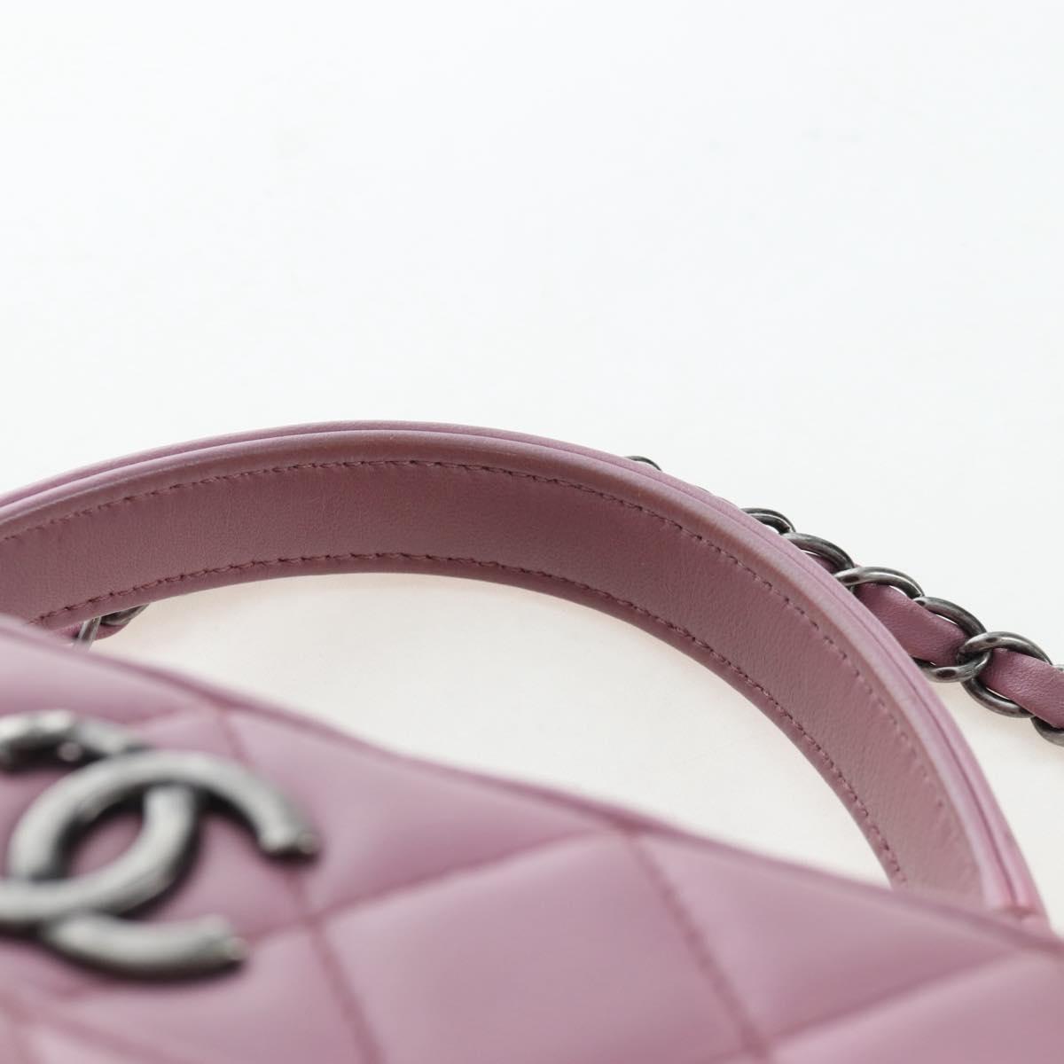 CHANEL Trendy CC Matelasse Chain Bag Lamb Skin 2way Pink CC Auth 202938SAM