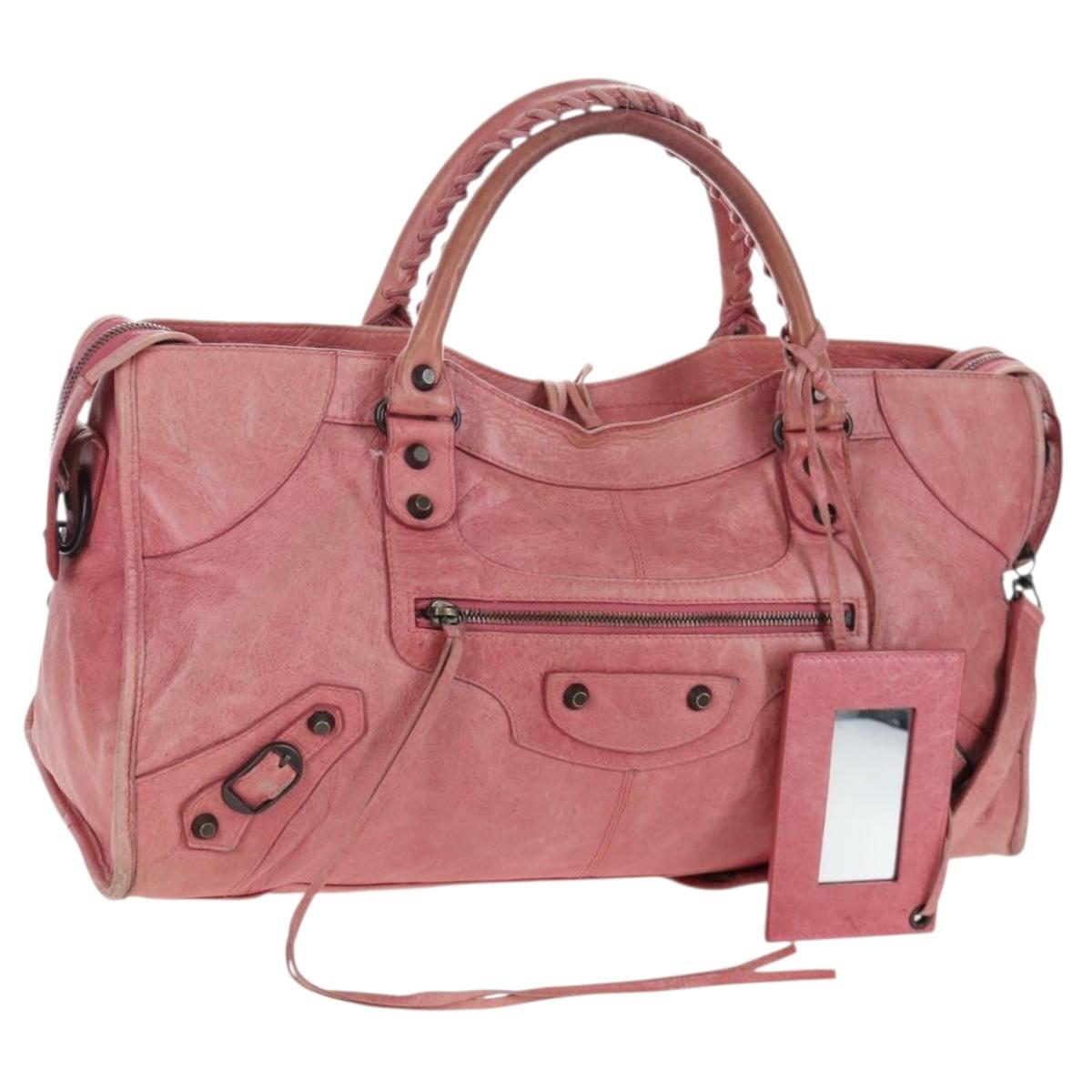 BALENCIAGA The Part Time Hand Bag Leather 2way Pink 168028 Auth 202939V