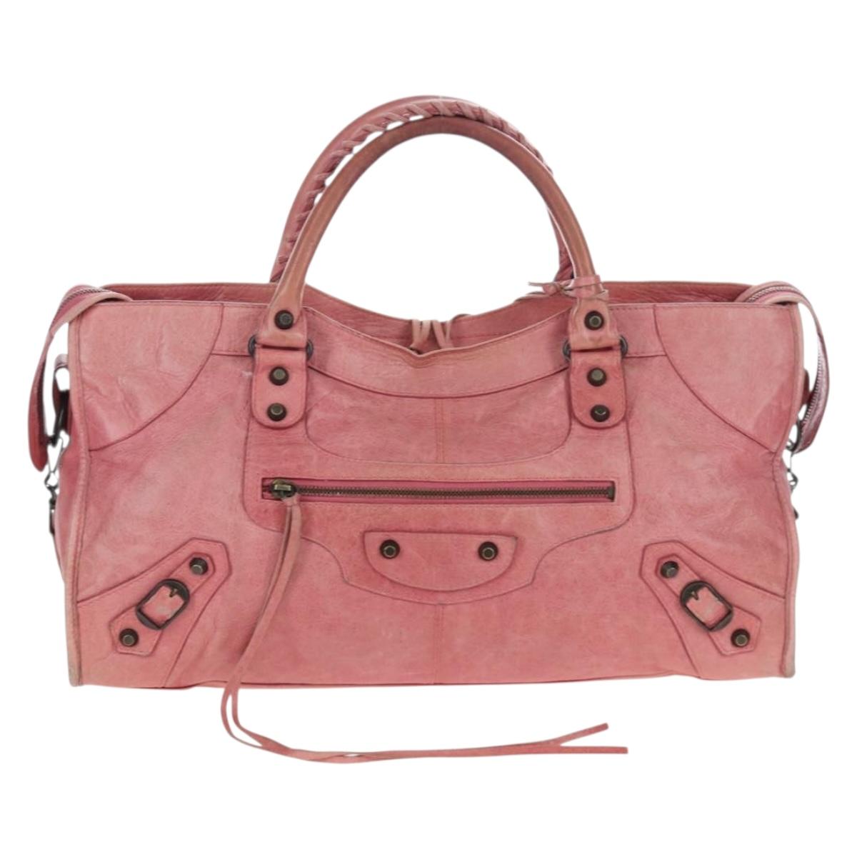 BALENCIAGA The Part Time Hand Bag Leather 2way Pink 168028 Auth 202939V