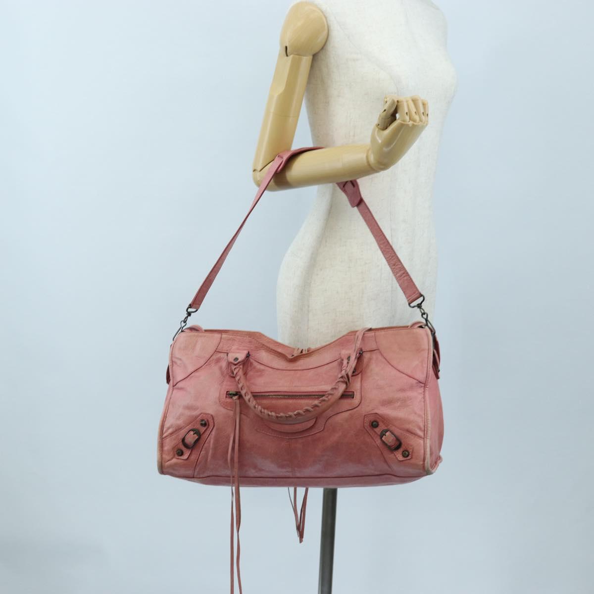 BALENCIAGA The Part Time Hand Bag Leather 2way Pink 168028 Auth 202939V