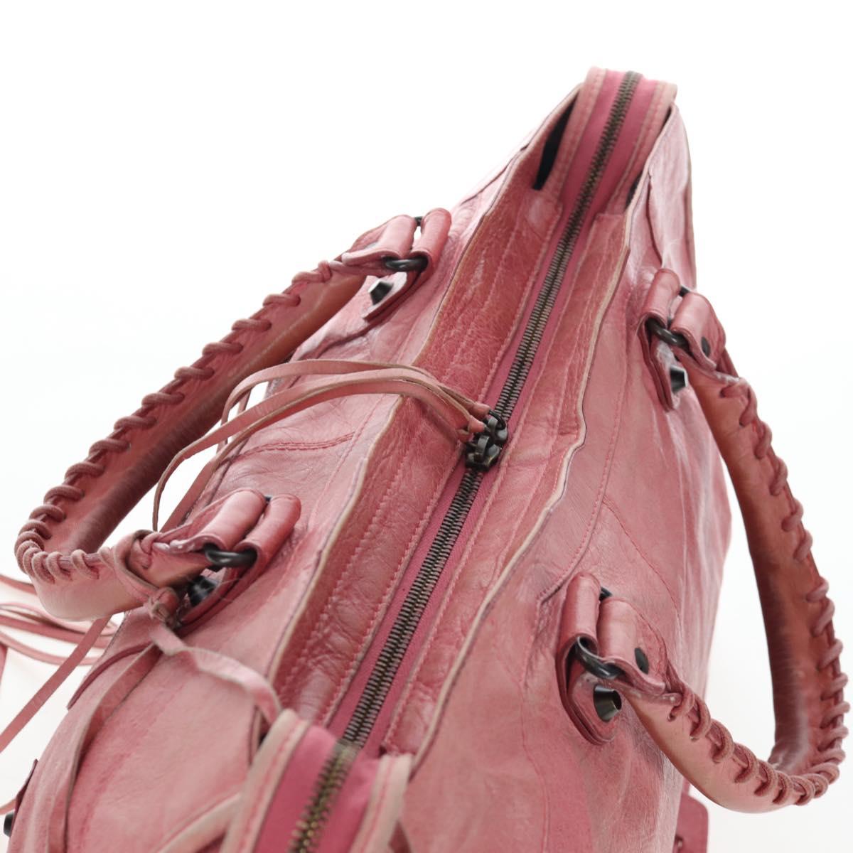 BALENCIAGA The Part Time Hand Bag Leather 2way Pink 168028 Auth 202939V