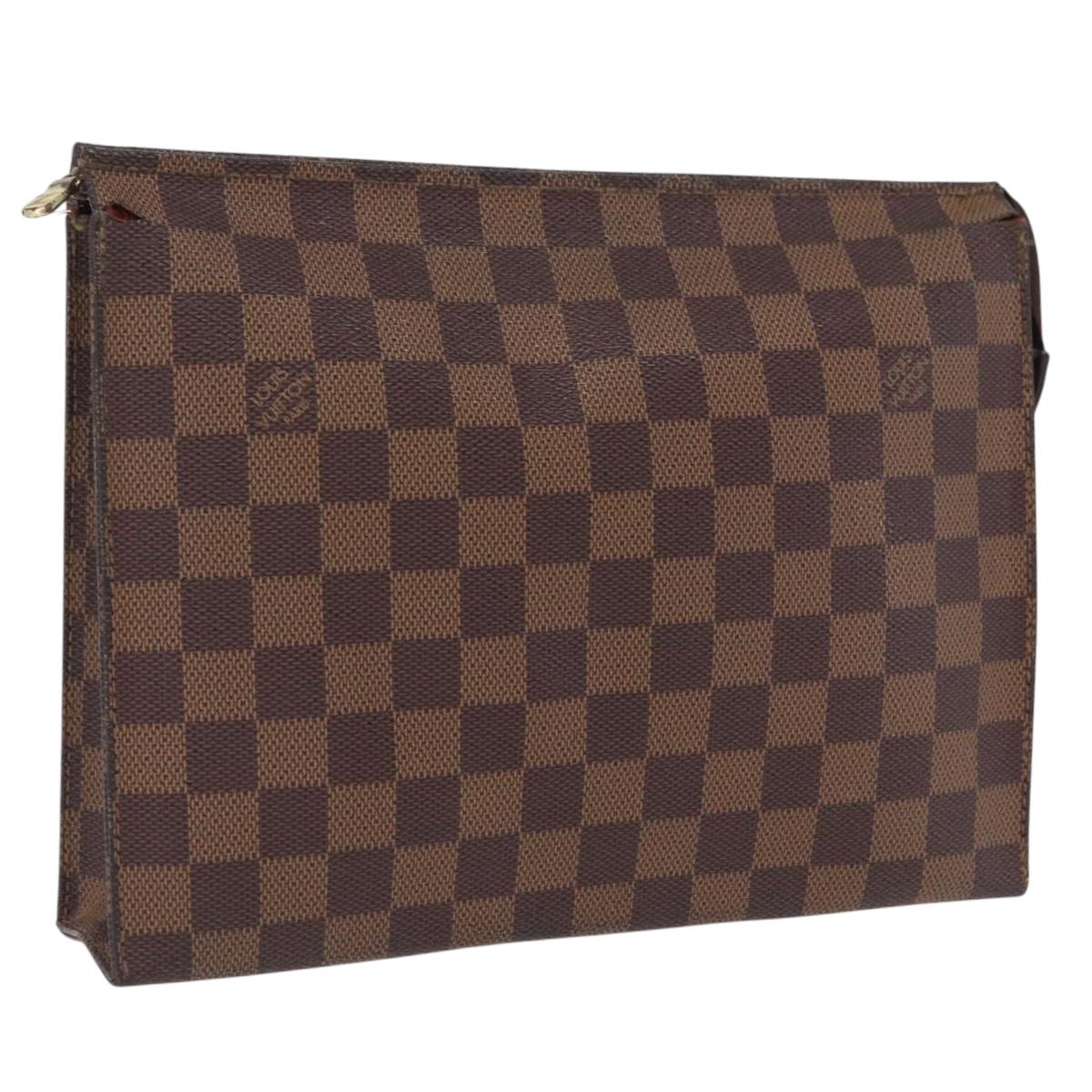 LOUIS VUITTON Damier Ebene Poche Toilette 26 Pouch N47543 LV Auth 202941