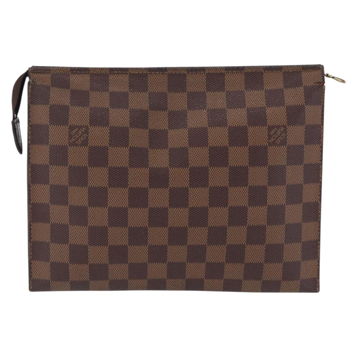 LOUIS VUITTON Damier Ebene Poche Toilette 26 Pouch N47543 LV Auth 202941