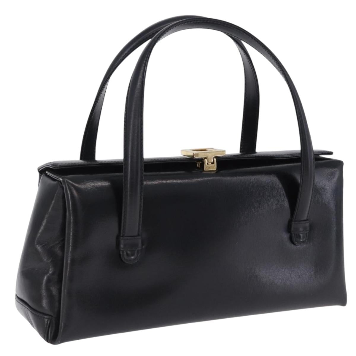 GUCCI Hand Bag Leather Outlet Black Gold 000 1448 0539 Auth 202950V