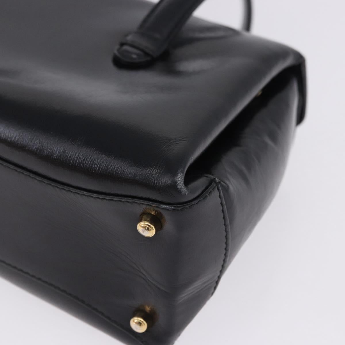 GUCCI Hand Bag Leather Outlet Black Gold 000 1448 0539 Auth 202950V