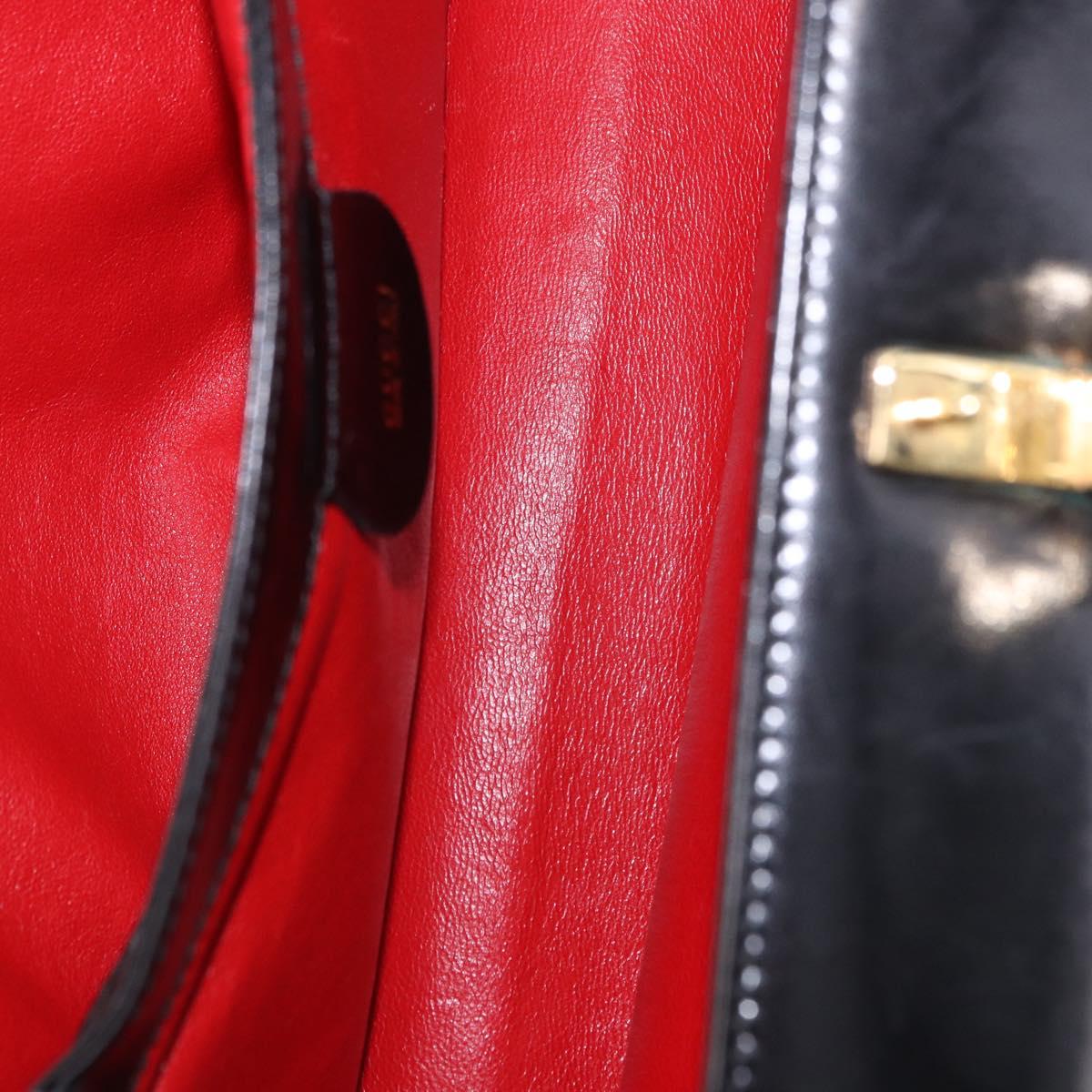 GUCCI Hand Bag Leather Outlet Black Gold 000 1448 0539 Auth 202950V