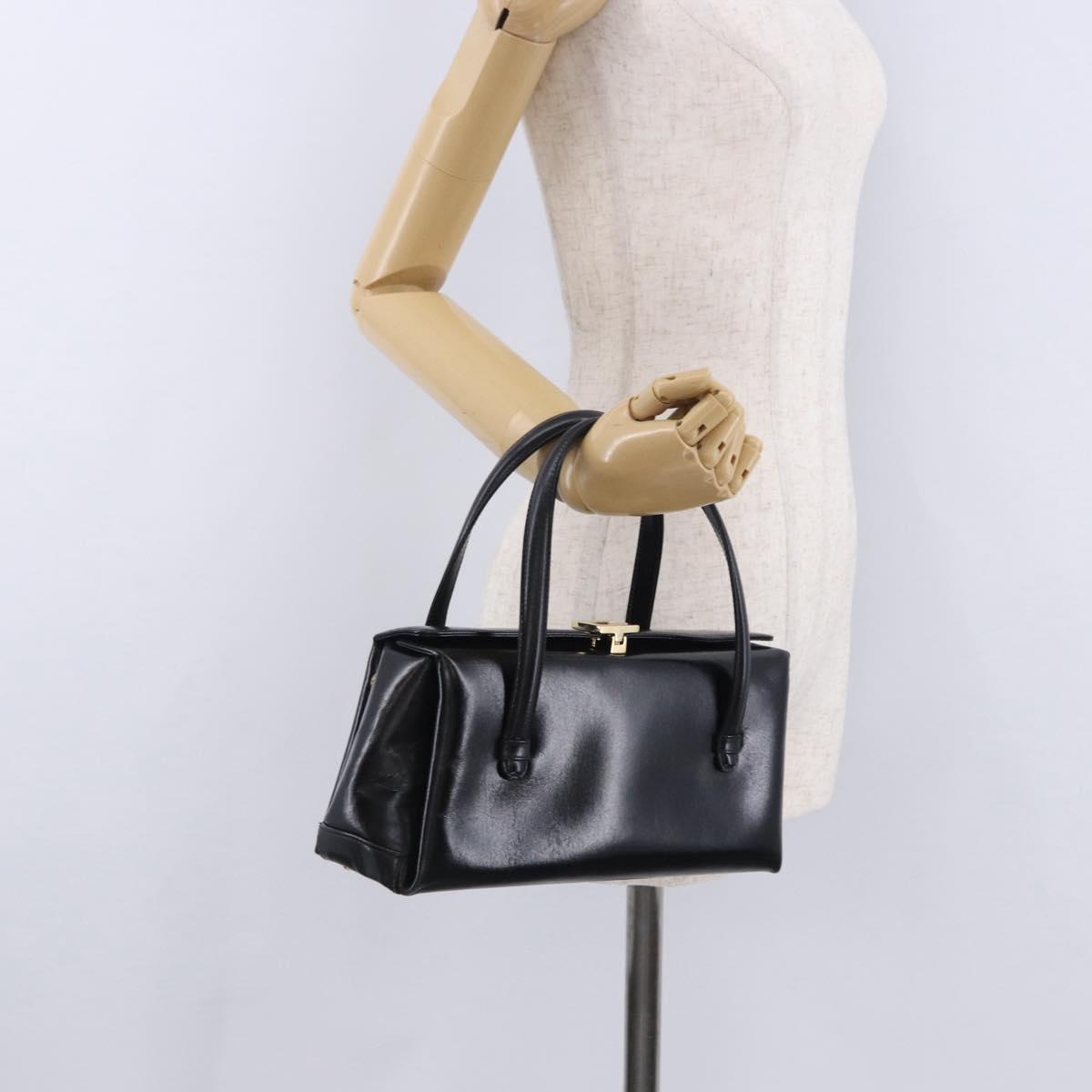 GUCCI Hand Bag Leather Outlet Black Gold 000 1448 0539 Auth 202950V