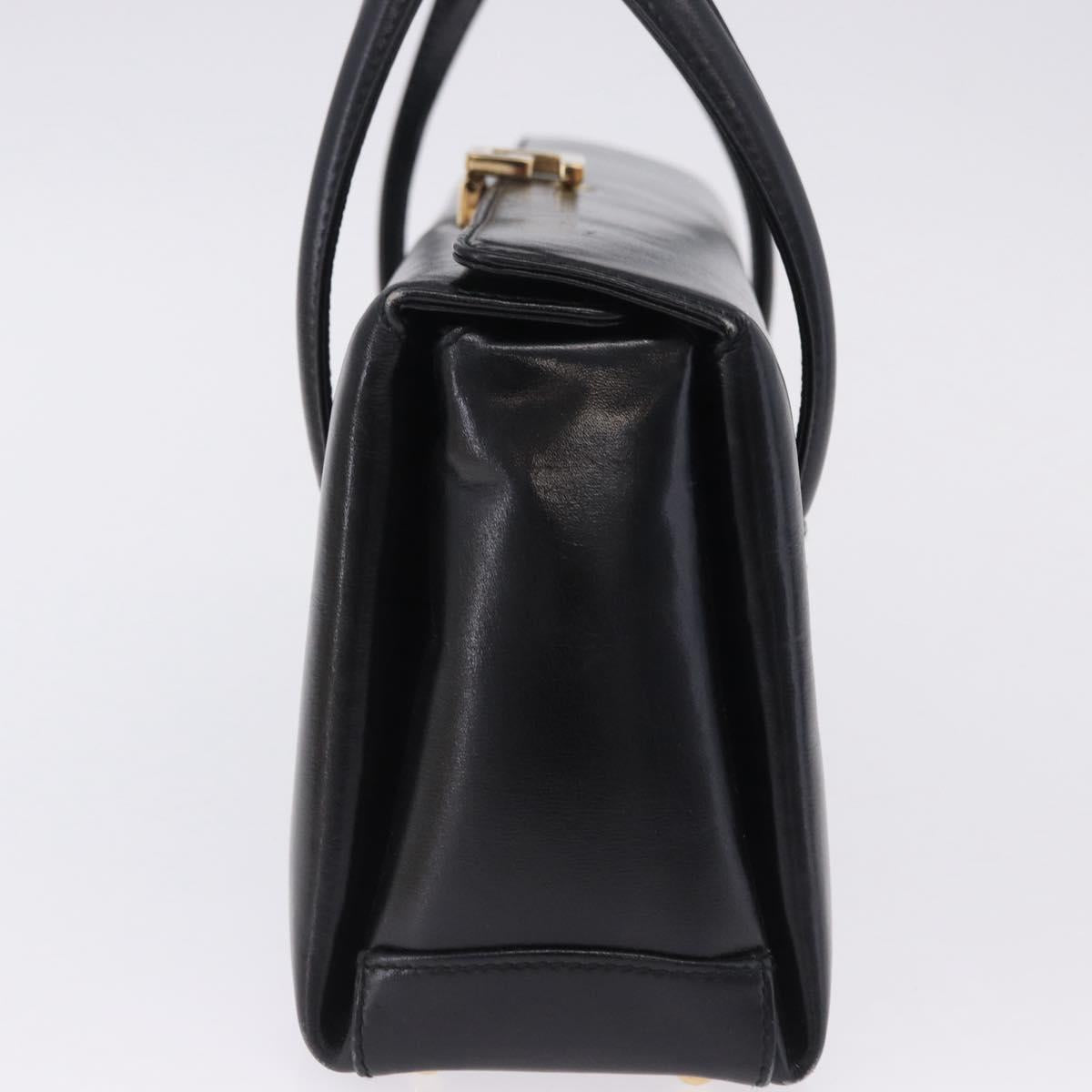 GUCCI Hand Bag Leather Outlet Black Gold 000 1448 0539 Auth 202950V