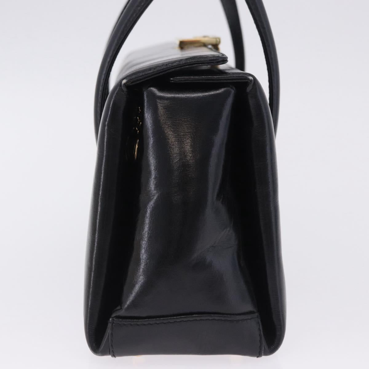 GUCCI Hand Bag Leather Outlet Black Gold 000 1448 0539 Auth 202950V