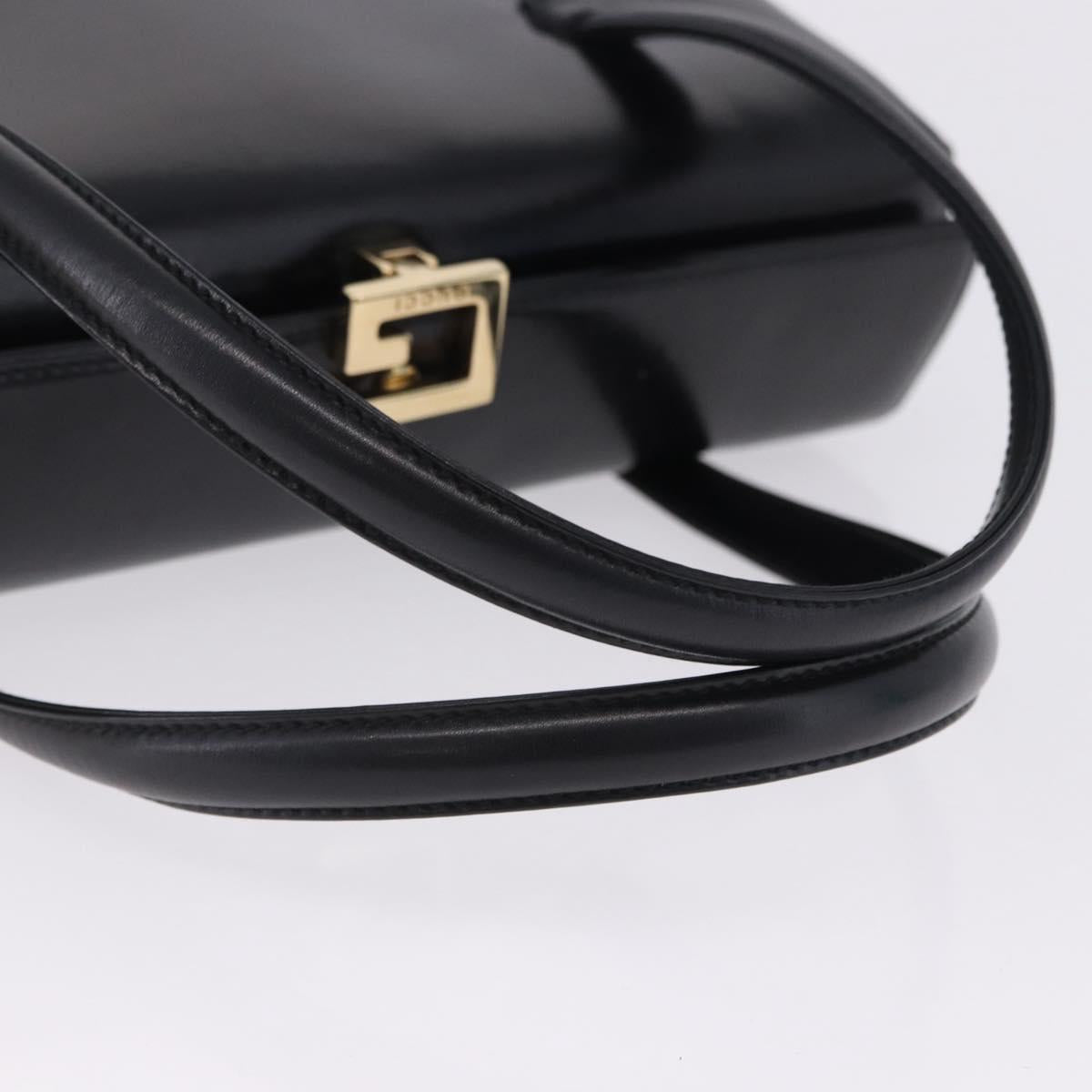 GUCCI Hand Bag Leather Outlet Black Gold 000 1448 0539 Auth 202950V