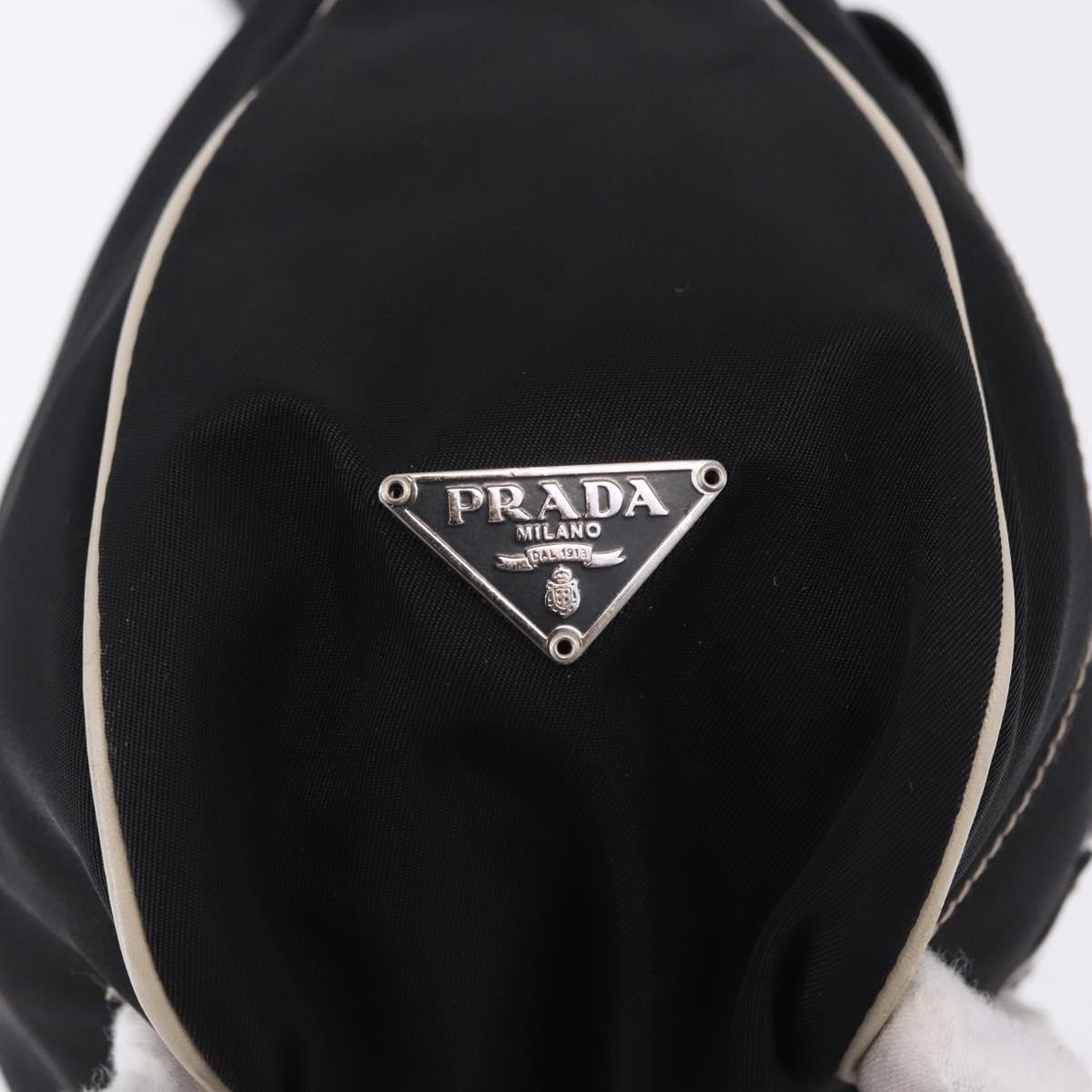PRADA Shoulder Bag Nylon Black Silver Auth 202952V
