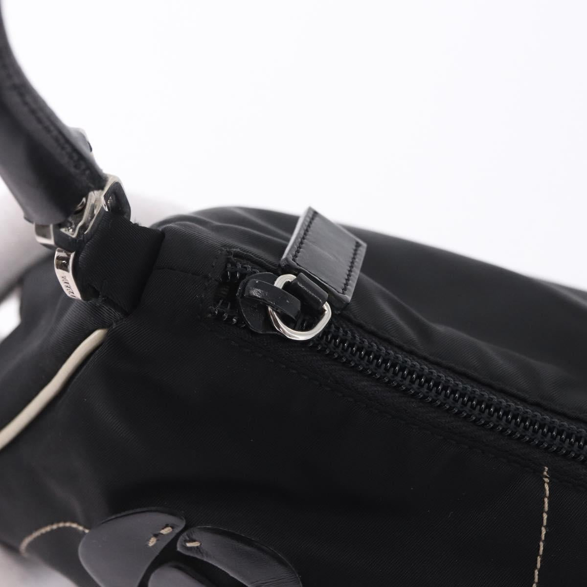 PRADA Shoulder Bag Nylon Black Silver Auth 202952V
